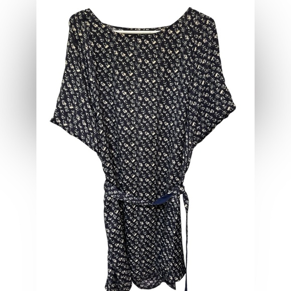 Zara Basic Black Grey Printed Belted Dress - Picture 1 of 8
